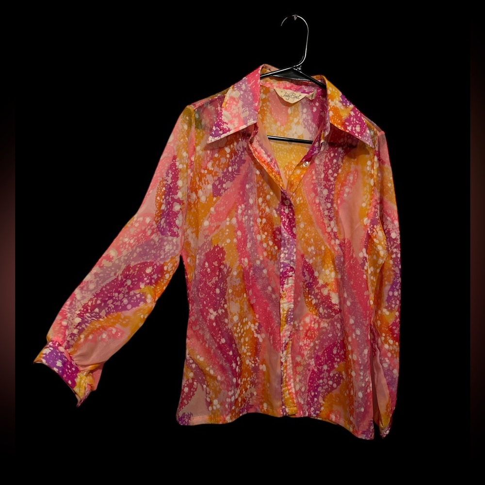 Neon Retro 70’s Button Down Shirt Vintage - Picture 2 of 8